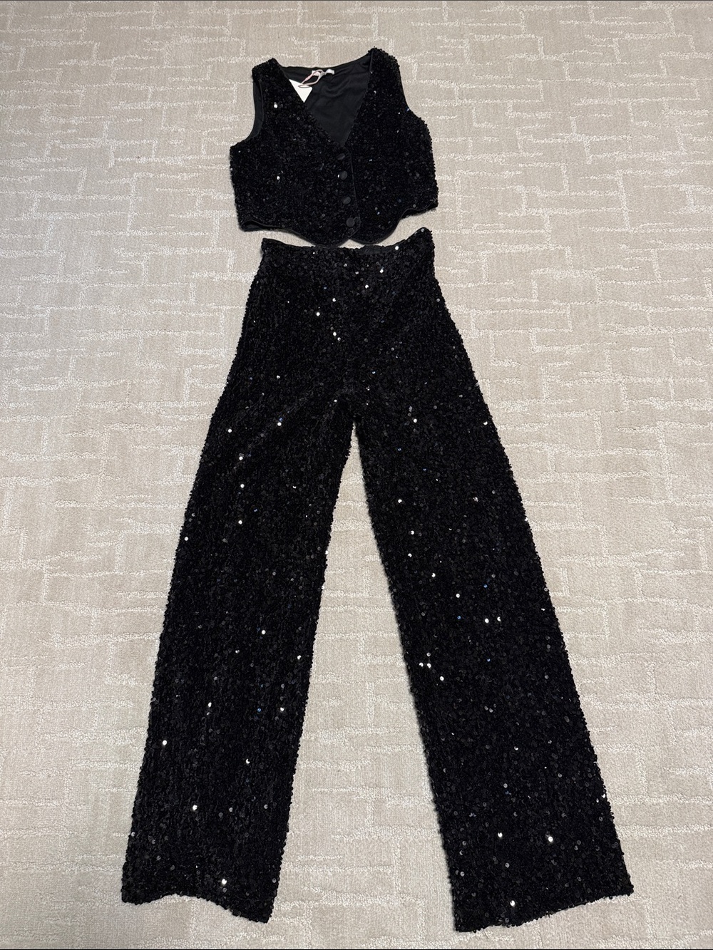Gianni Bini Black Sequin Straight-Leg Pants
